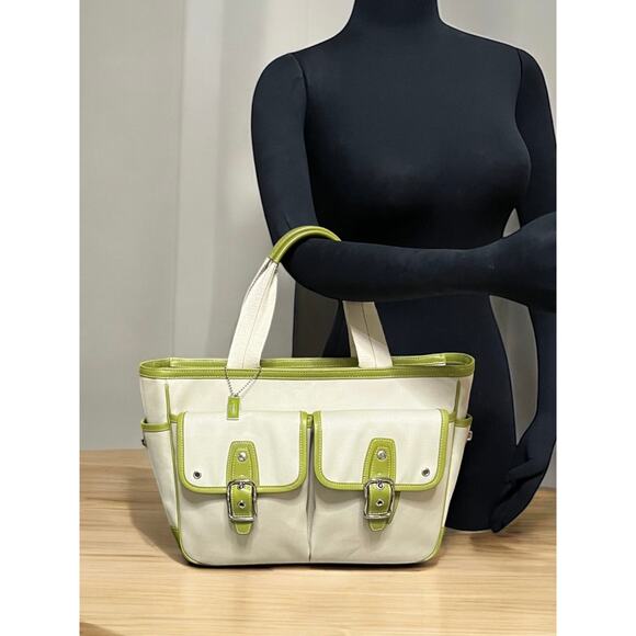 Vintage Coach 6734 Twill Garden Tote Bag & 3431 Twill Field Wristlet - Picture 10 of 16